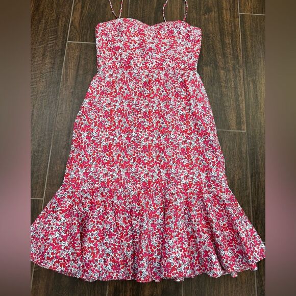 J Crew x Liberty of London Wiltshire Fit & Flare Midi Dress, Floral Berry, Sz 8T - Picture 5 of 17